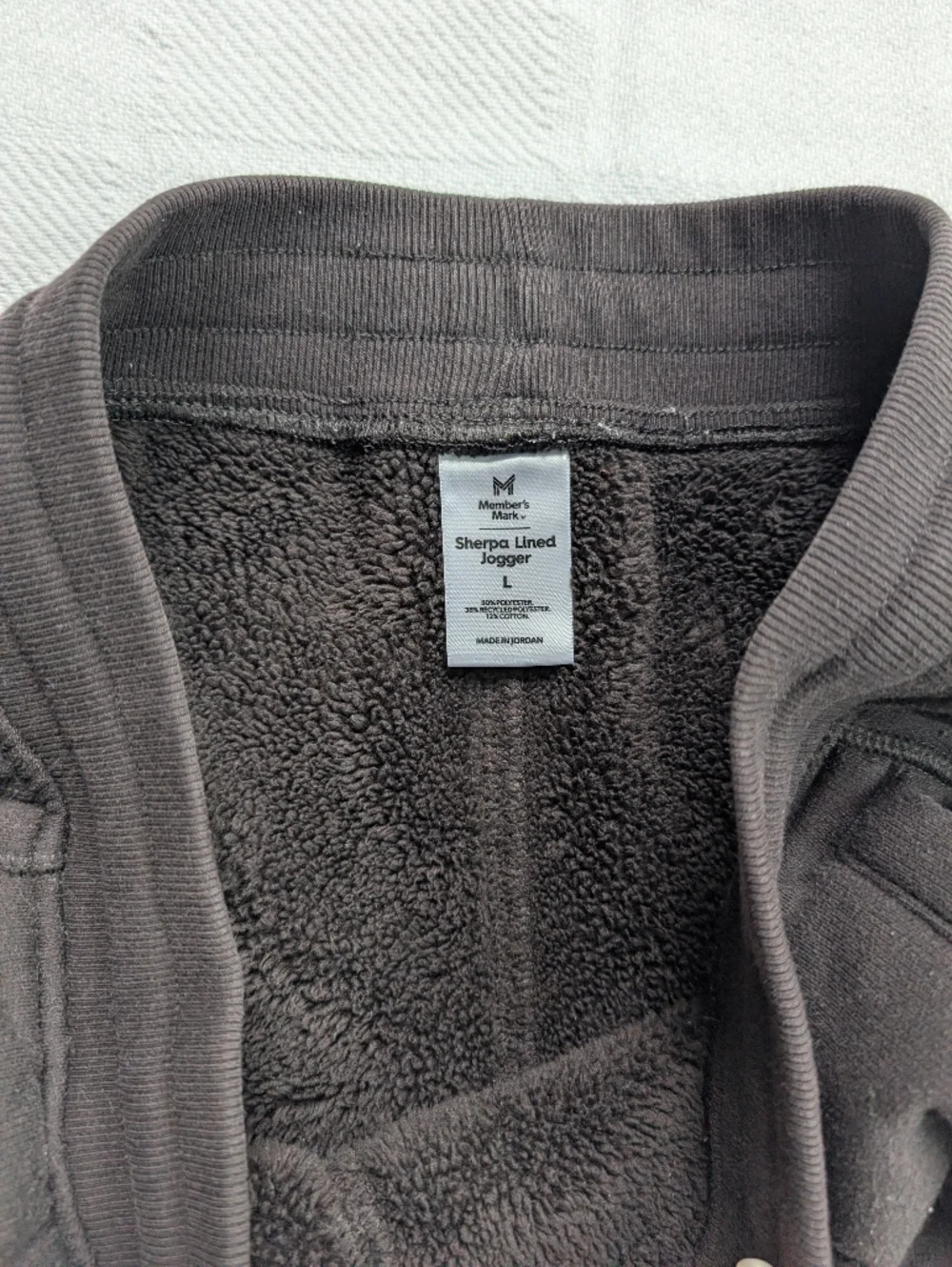 Members Mark Sherpa Lined Jogger Large Black Winter Sweatpants